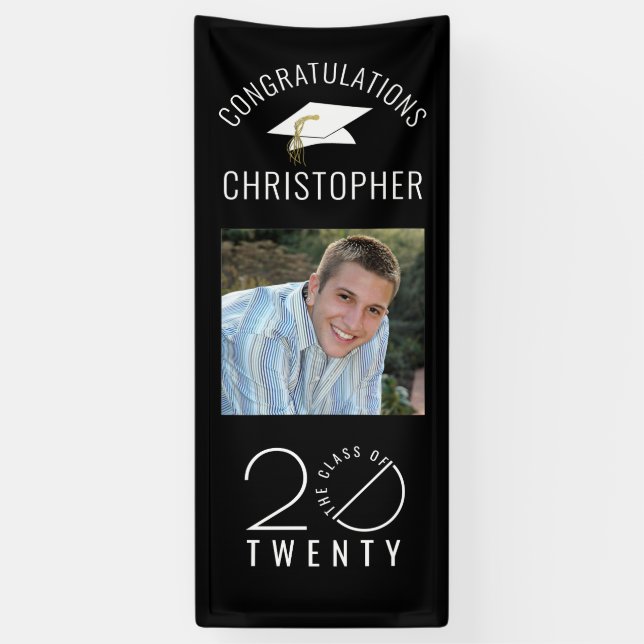 Banderoles Graduation moderne Black Styliste Année (Vertical)