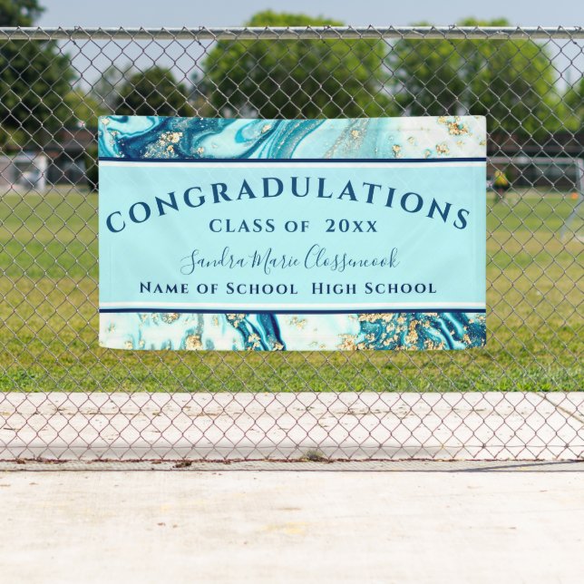 Banderoles Graduation moderne Parties scintillant d'or en mar (En situation)