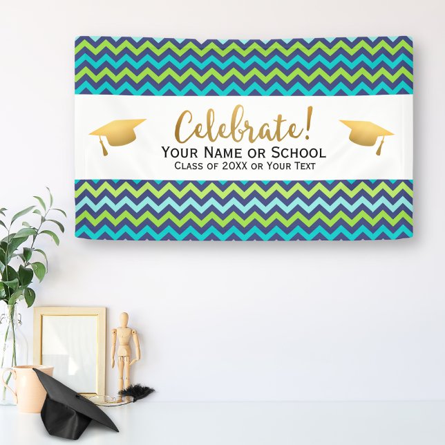 Banderoles Graduation Party Classe de 20XX Colorful Chevron (Créateur téléchargé)