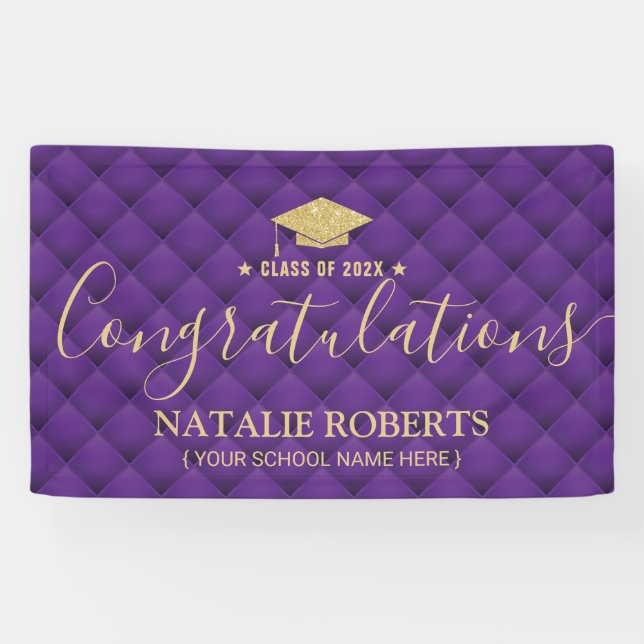 Banderoles Graduation Party Luxury Purple & Gold (Horizontal)