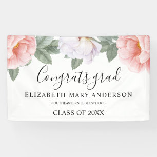 Banderoles Graduation Party Pink Aquarelle Floral