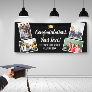 Banderoles Graduation Photo Collage Félicats Senior Black