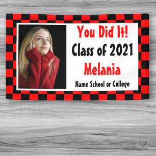 Banderoles Graduation photo en carton rouge noir