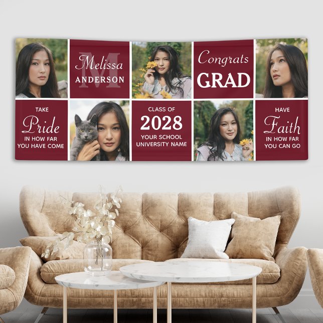 Banderoles Graduation sur mesure 5 Collage de photos Fêtes Gr (Créateur téléchargé)