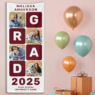 Banderoles Graduation Tendance Gras Personnalisé Photo Collag