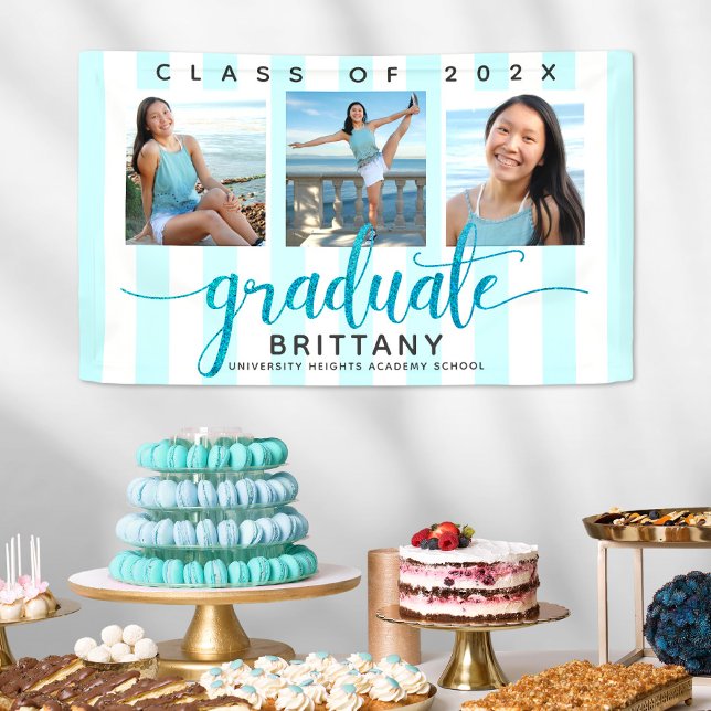 Banderoles graduation turquoise 3 photo script de parties sci (Créateur téléchargé)