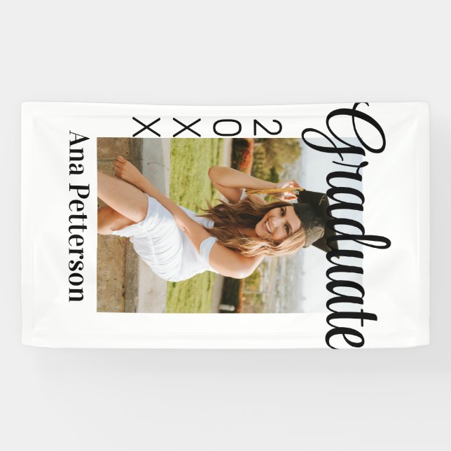 Banderoles Gradué photo moderne classique ajouter nom de l'an (Horizontal)