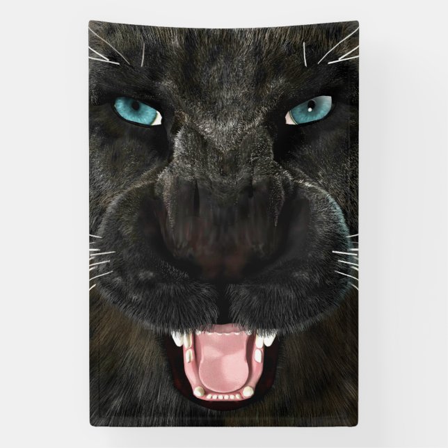 Banderoles Grand Chat Panther Noir (Verticale)