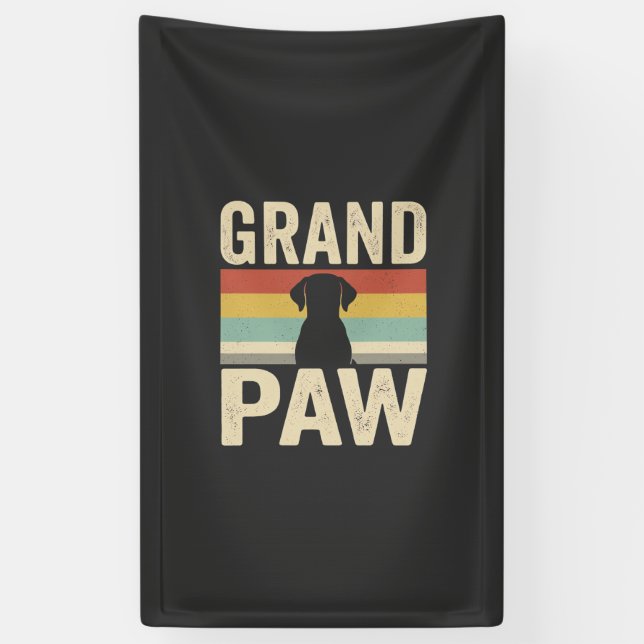 Banderoles Grand Paw Chien Vintage Rétro (Vertical)