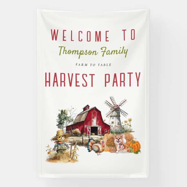 Banderoles Grange Windmill Automne Harvest Party Thanksgiving (Verticale)