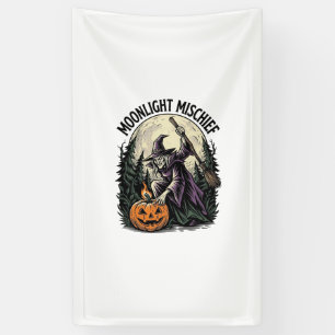 Banderoles Graphisme de sorcière d'Halloween vintage en clair