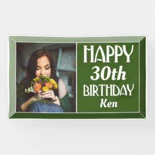 Banderoles Green Art Deco 30th Photo Birthday