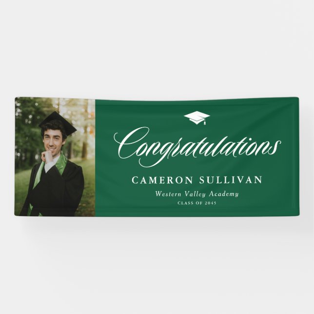Banderoles Green Bold Calligraphy Photo Graduation (Horizontal)