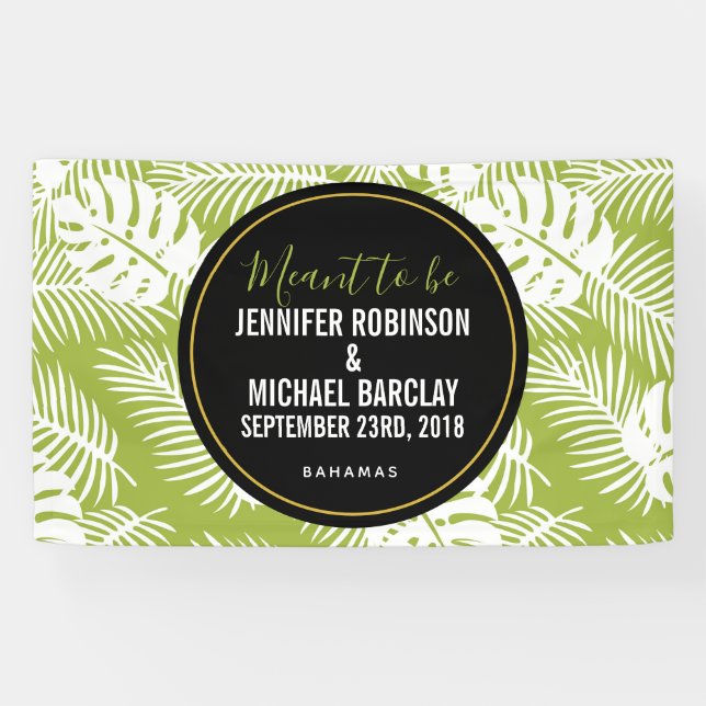 Banderoles Green Palm Leaves Rainforest Pattern (Horizontal)