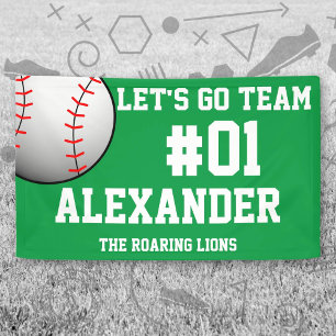 Banderoles Green White Baseball Team Spirit