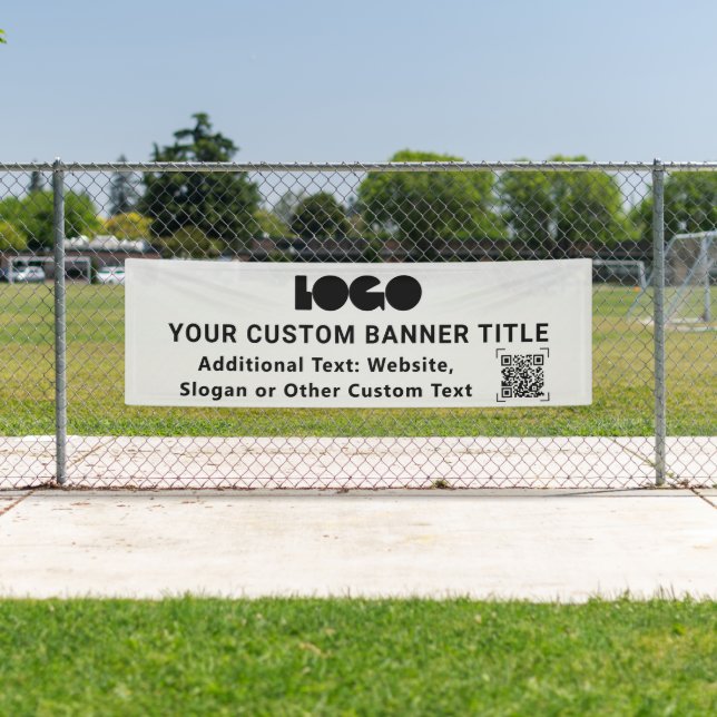 Banderoles Grey Business Logo Entreprise Code QR Extérieur 2, (En situation)