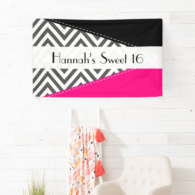 Banderoles Grey Zigzag, Chevron, Zigzag Motif, Sweet 16 (En situation)