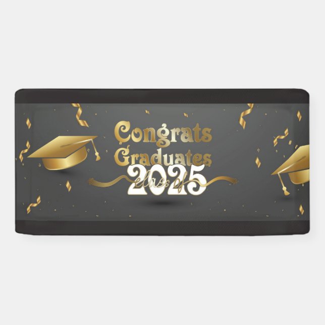 Banderoles Gris et médailles d'or Graduates 2025 (Horizontal)