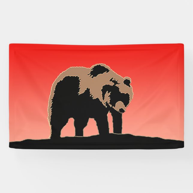 Banderoles Grizzly Bear au coucher du soleil - Art original d (Horizontal)