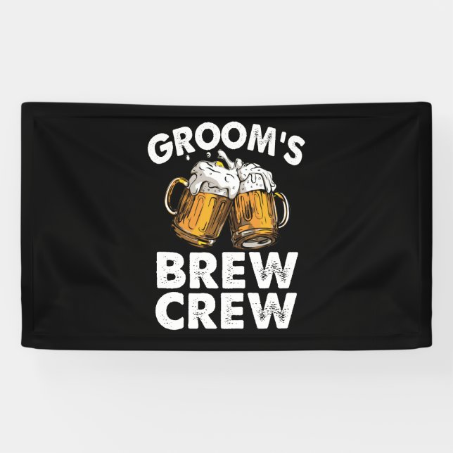Banderoles Groom's Brew Crew Funny Groomsmen Bachelor Party (Horizontal)