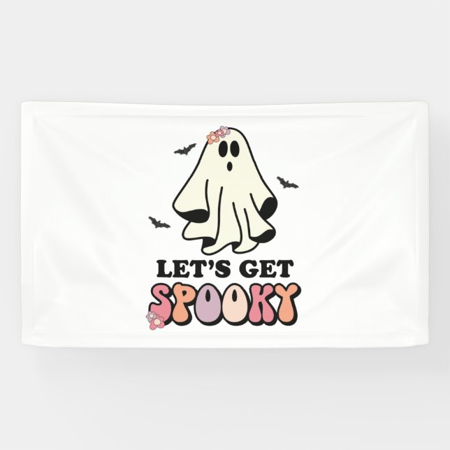 Banderoles groovy Ghost rétro Halloween Anniversaire (Horizontal)