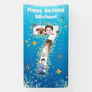 Banderoles Gros 7ème anniversaire sous la mer Photo Collage