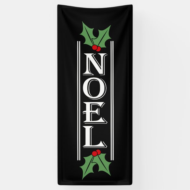 Banderoles Grosse typographie NOEL sur Noël noir (Vertical)