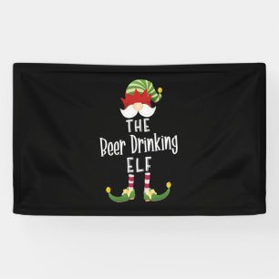 Banderoles Groupe de lutins buveurs de bière Noël Anniversair