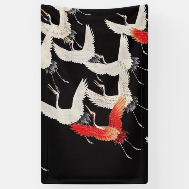 Banderoles Grues volantes : Japonais Bird Kimono Art (Vertical)