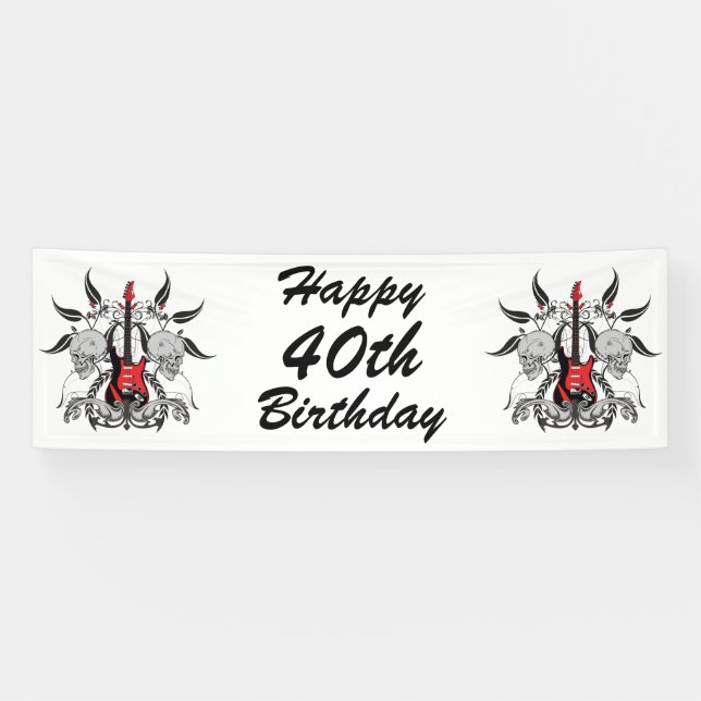 Banderoles Guitare grunge et crâne (Horizontal)