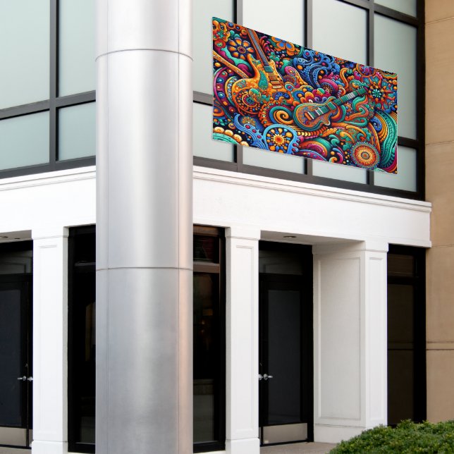 Banderoles Guitares en mandala style batik (Bâtiment extérieur)