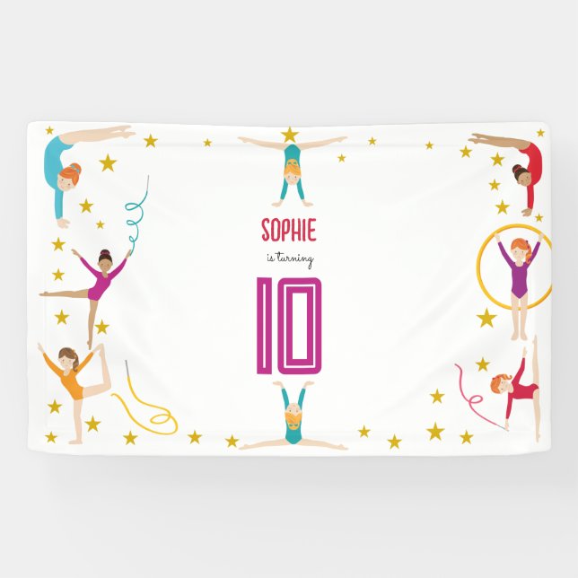 Banderoles Gymnastique et acrobatie sport fille anniversaire (Horizontal)