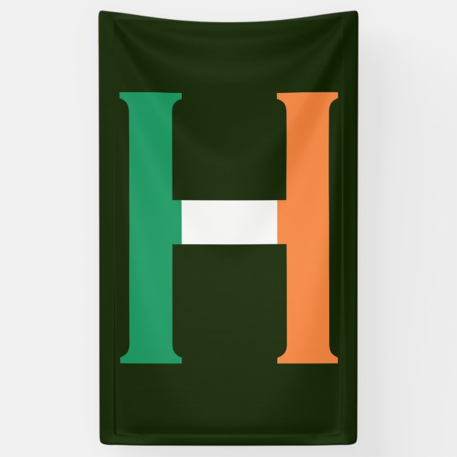 Banderoles H Monogramme superposé sur le drapeau irlandais (v (Vertical)