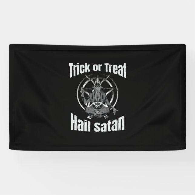 Banderoles Hail Satan Pentagram Goat Halloween (Horizontal)
