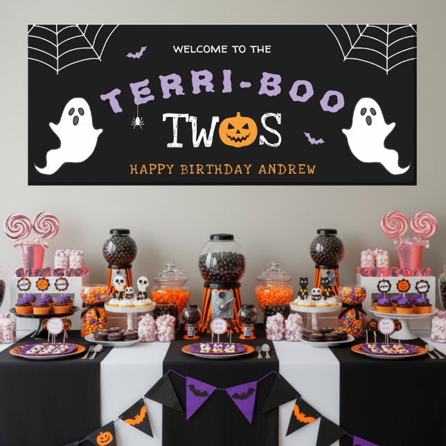 Banderoles Halloween 2e anniversaire Terri-Boo Twos Ghost got (Halloween 2nd Birthday Terri-Boo Twos Ghost Gothic Banner
)