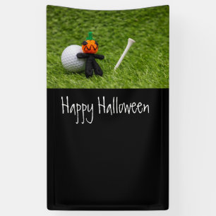 Banderoles Halloween au golf avec balle de golf et fantôme c