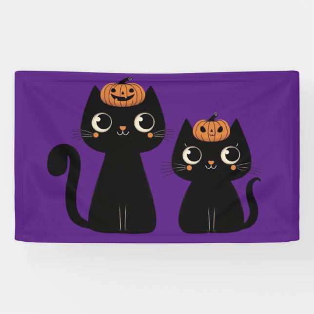 Banderoles Halloween/Automne/Automne/citrouille/chat (Horizontal)