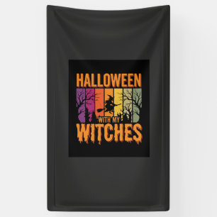 Banderoles Halloween Avec Mes Sorcières Rétro Coucher De Sole