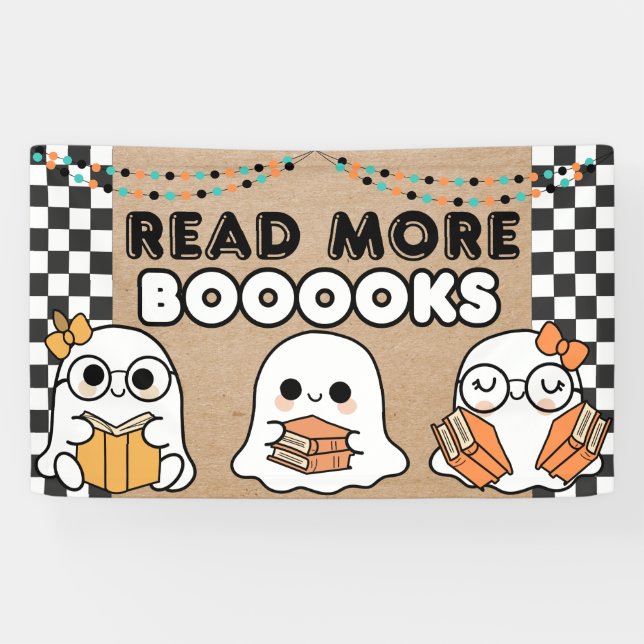 Banderoles Halloween Banner School Library Classroom Ghosts (Horizontal)