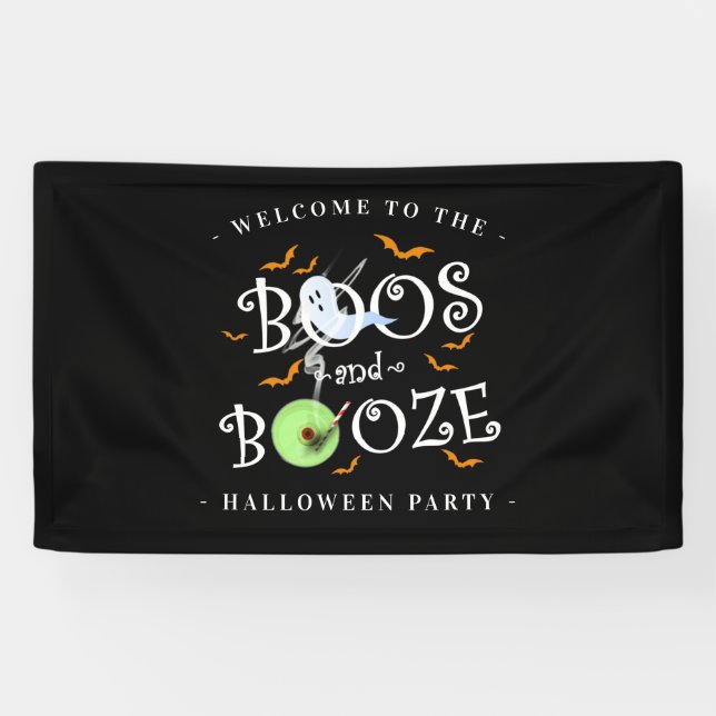 Banderoles Halloween Booze et Booze Noirs (Horizontal)