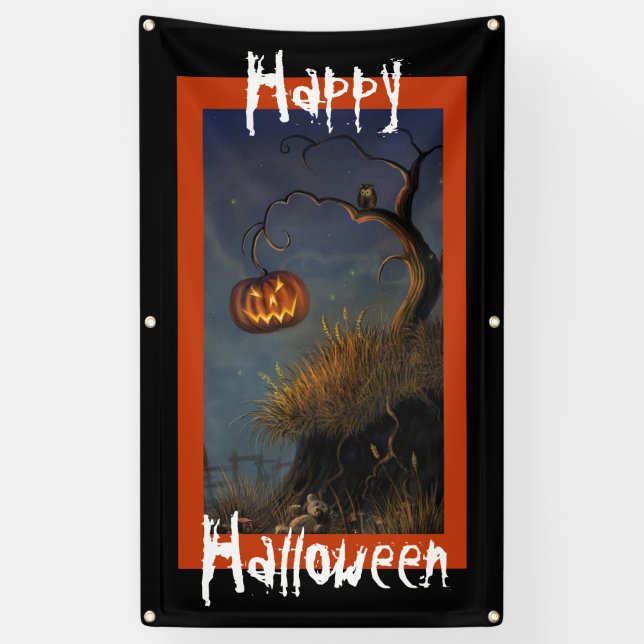 Banderoles Halloween Citrouille et Owl (Vertical)