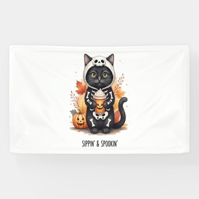 Banderoles Halloween éffrayant Cute Cat (Horizontal)