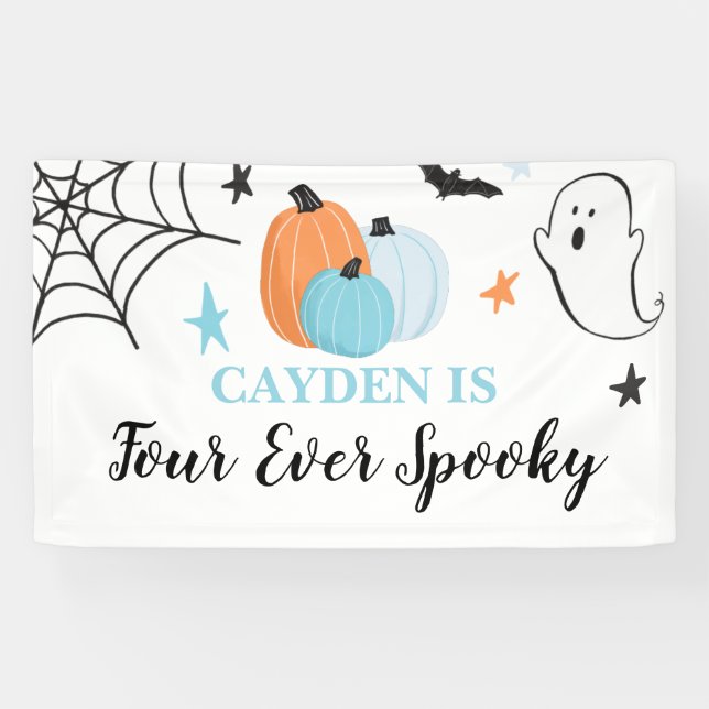 Banderoles Halloween Four Ever Spooky citrouilles 4e annivers (Horizontal)