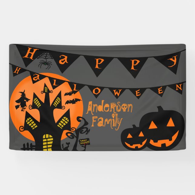 Banderoles Halloween heureux (Horizontal)