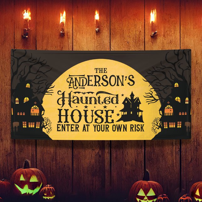 Banderoles Halloween Maison Hantée Entrez À Vos Propres Risqu (Créateur téléchargé)