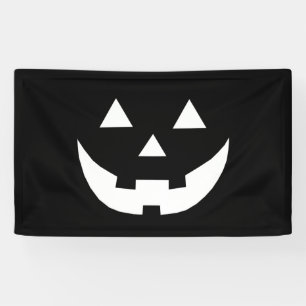 Banderoles Halloween noir blanc Jack-o'-lantern effrayant