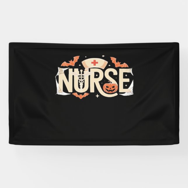 Banderoles Halloween Nurse Typographie - Conception Médicale  (Horizontal)