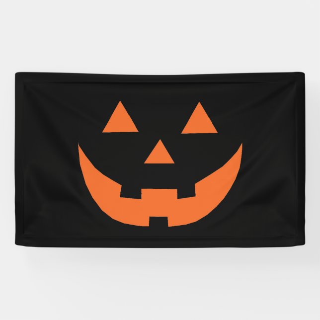 Banderoles Halloween orange noir Jack-o'-lantern visage citro (Horizontal)