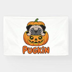 Banderoles Halloween Pugkin, chien Citrouille Carlin
