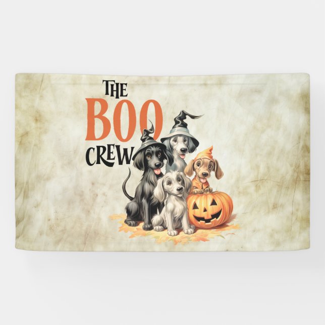 Banderoles Halloween Scary Boo Chiens d'équipage Orange Citro (Horizontal)